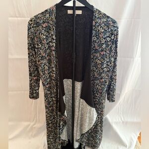 LOFT Floral Open-Front Tunic - Black, Blue, Pink